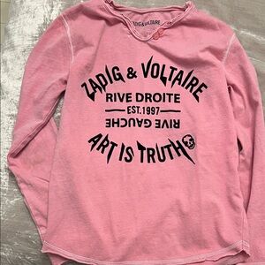 Zadig & Voltaire Pink Graphic Long Sleeve Top